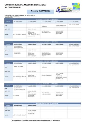 Spécialistes MARS 2026