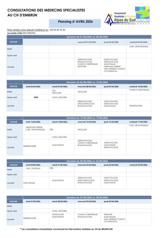 Planning spé avril 26