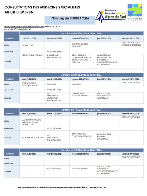 SPECIALISTES FEVRIER 26